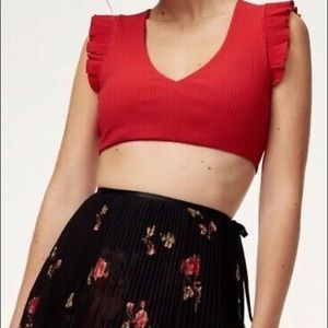 Aritzia Wilfred red crop top